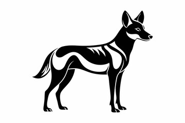 dingo silhouette line art vector illustration with a white background