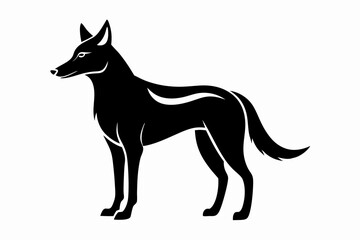 dingo silhouette line art vector illustration with a white background