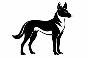 dingo silhouette line art vector illustration with a white background