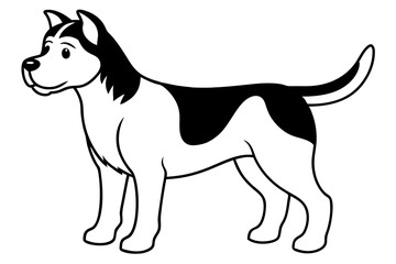dog silhouette line art vector illustration with a white background