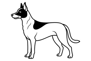 dog silhouette line art vector illustration with a white background
