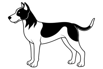 dog silhouette line art vector illustration with a white background