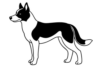 dog silhouette line art vector illustration with a white background
