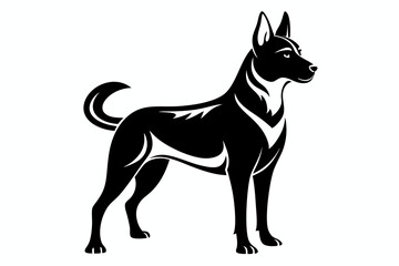 Fototapeta premium dog silhouette line art vector illustration with a white background