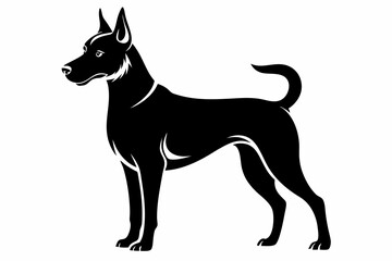 dog silhouette line art vector illustration with a white background