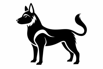 dog silhouette line art vector illustration with a white background