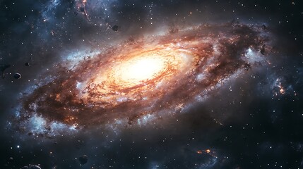Fototapeta premium Radiant spiral galaxy bright stars cosmic dust peaceful celestial background scene
