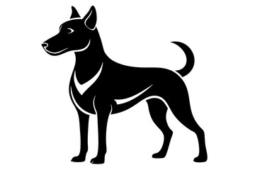 dog silhouette line art vector illustration with a white background