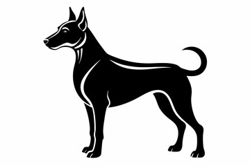 dog silhouette line art vector illustration with a white background