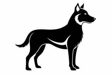 dog silhouette line art vector illustration with a white background