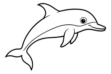 dolphin silhouette line art vector illustration with a white background
