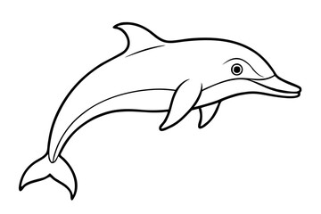 dolphin silhouette line art vector illustration with a white background