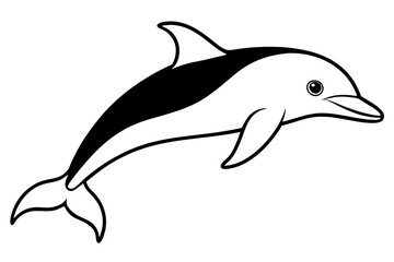 dolphin silhouette line art vector illustration with a white background
