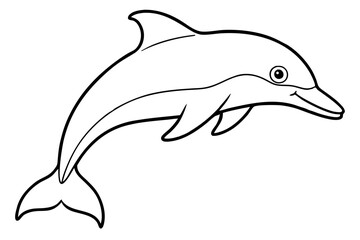 dolphin silhouette line art vector illustration with a white background