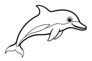 Obraz premium dolphin silhouette line art vector illustration with a white background
