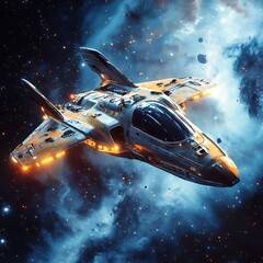 Spacecraft approaching moon space blazing rocket propulsion surreal galactic adventure images