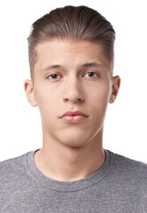 Obraz premium Passport photo. Portrait of man on white background