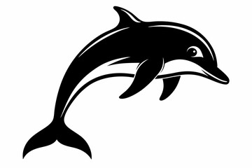 dolphin silhouette line art vector illustration with a white background