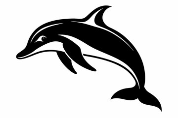 Obraz premium dolphin silhouette line art vector illustration with a white background