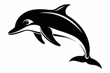 dolphin silhouette line art vector illustration with a white background