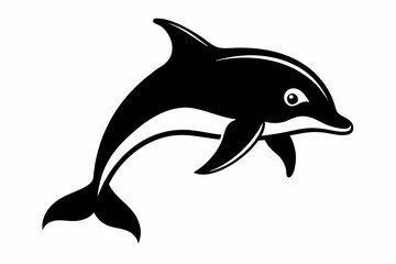dolphin silhouette line art vector illustration with a white background