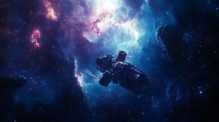 Spacecraft circling moon space fiery rocket propulsion stunning cosmic travel images