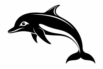 dolphin silhouette line art vector illustration with a white background