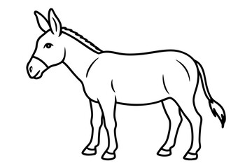 donkey silhouette line art vector illustration with a white background
