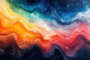 Abstract colorful wave pattern resembling cosmic energy in vibrant hues.