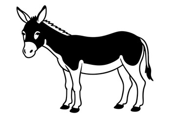 donkey silhouette line art vector illustration with a white background