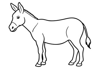 donkey silhouette line art vector illustration with a white background