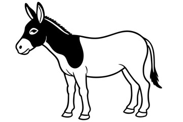 Obraz premium donkey silhouette line art vector illustration with a white background