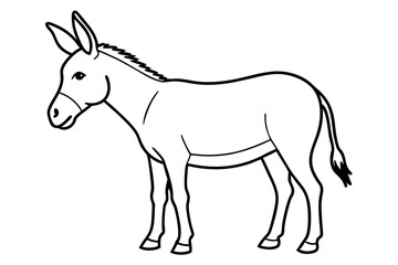 donkey silhouette line art vector illustration with a white background