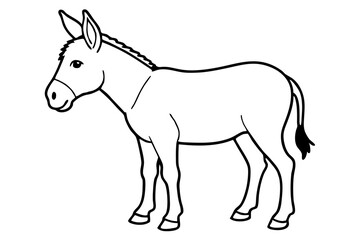donkey silhouette line art vector illustration with a white background