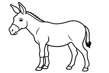 Fototapeta premium donkey silhouette line art vector illustration with a white background