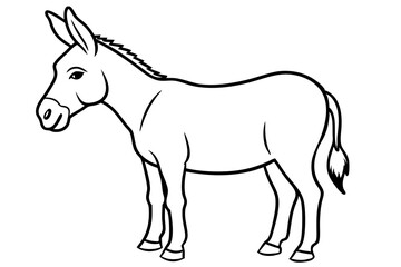 donkey silhouette line art vector illustration with a white background