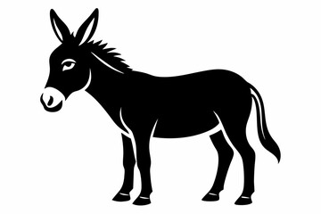 donkey silhouette line art vector illustration with a white background