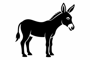 donkey silhouette line art vector illustration with a white background