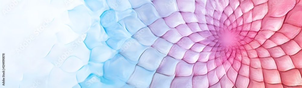Poster abstract spiral pattern with gradient colors of blue and pink creating a soothing visual effect