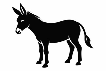 donkey silhouette line art vector illustration with a white background