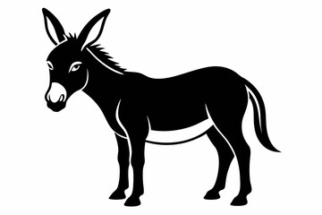 donkey silhouette line art vector illustration with a white background