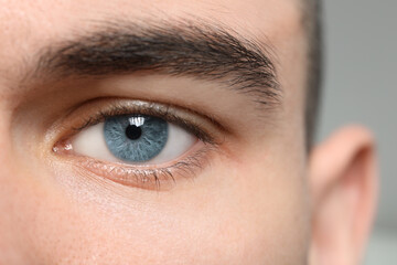 Closeup view of man with blue eyes