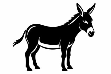 donkey silhouette line art vector illustration with a white background