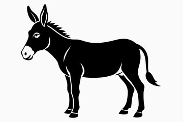 donkey silhouette line art vector illustration with a white background