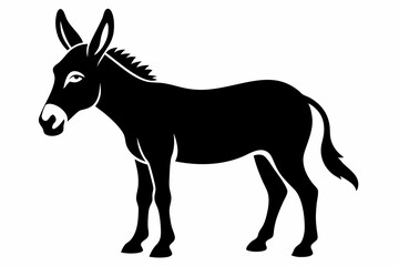 donkey silhouette line art vector illustration with a white background