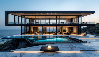Fototapeta premium swimming pool in the evening