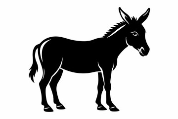 donkey silhouette line art vector illustration with a white background