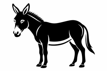 donkey silhouette line art vector illustration with a white background