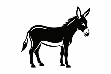 donkey silhouette line art vector illustration with a white background