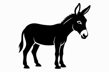 donkey silhouette line art vector illustration with a white background
